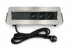 Výklopná lišta IN 553010, 3 zásuvky + 2 USB