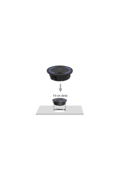 Zapuštěná lišta IN 553043,Qi nabíjení,USB A + C