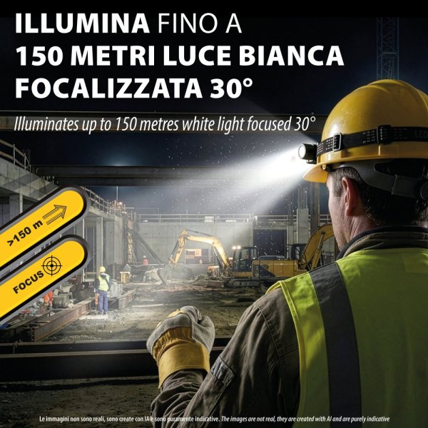 VELAMP ST216, Nabíjateľná čelovka 15 W / 1500 lúmenov s UV svetlom 365 nm a magnetom, čierna