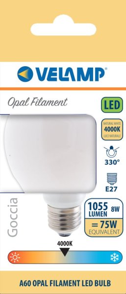 VELAMP OPAL FILAMENT žárovka 8W, E27, 4000K
