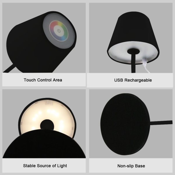 VELAMP Dobíjecí stolní RGB lampa TL1908-B s dotykovým spínačem
